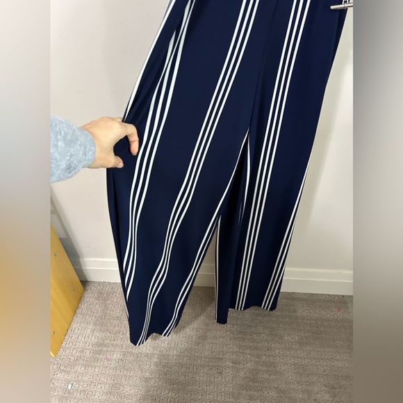 Ralph Lauren Striped Belted Jumpsuit Navy And Cream - Picture 8 of 11
